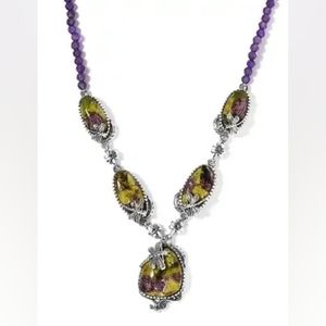 Tasmanian Stichtite and Amethyst Necklace in Sterling Silver